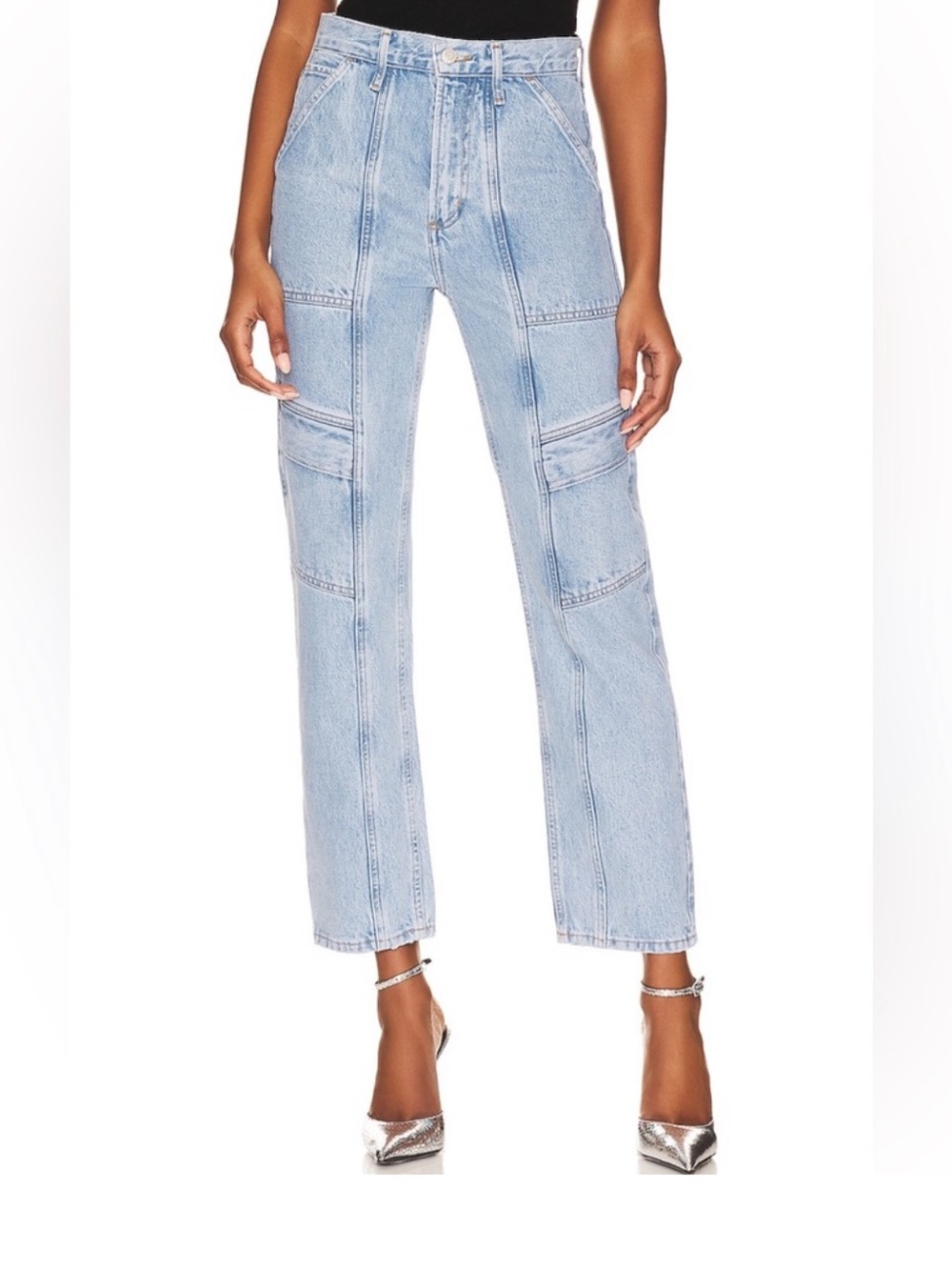 Agolde Light Wash Straight-Leg Cargo Jeans
